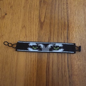 Loom Beaded Bracelet with a Wolf's Eyes Design