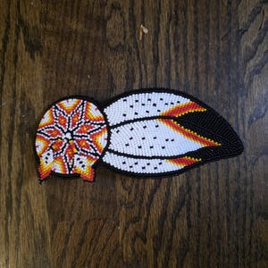 Beaded Barrette with an Eagle feather design