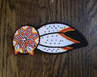 Beaded Barrette with an Eagle feather design