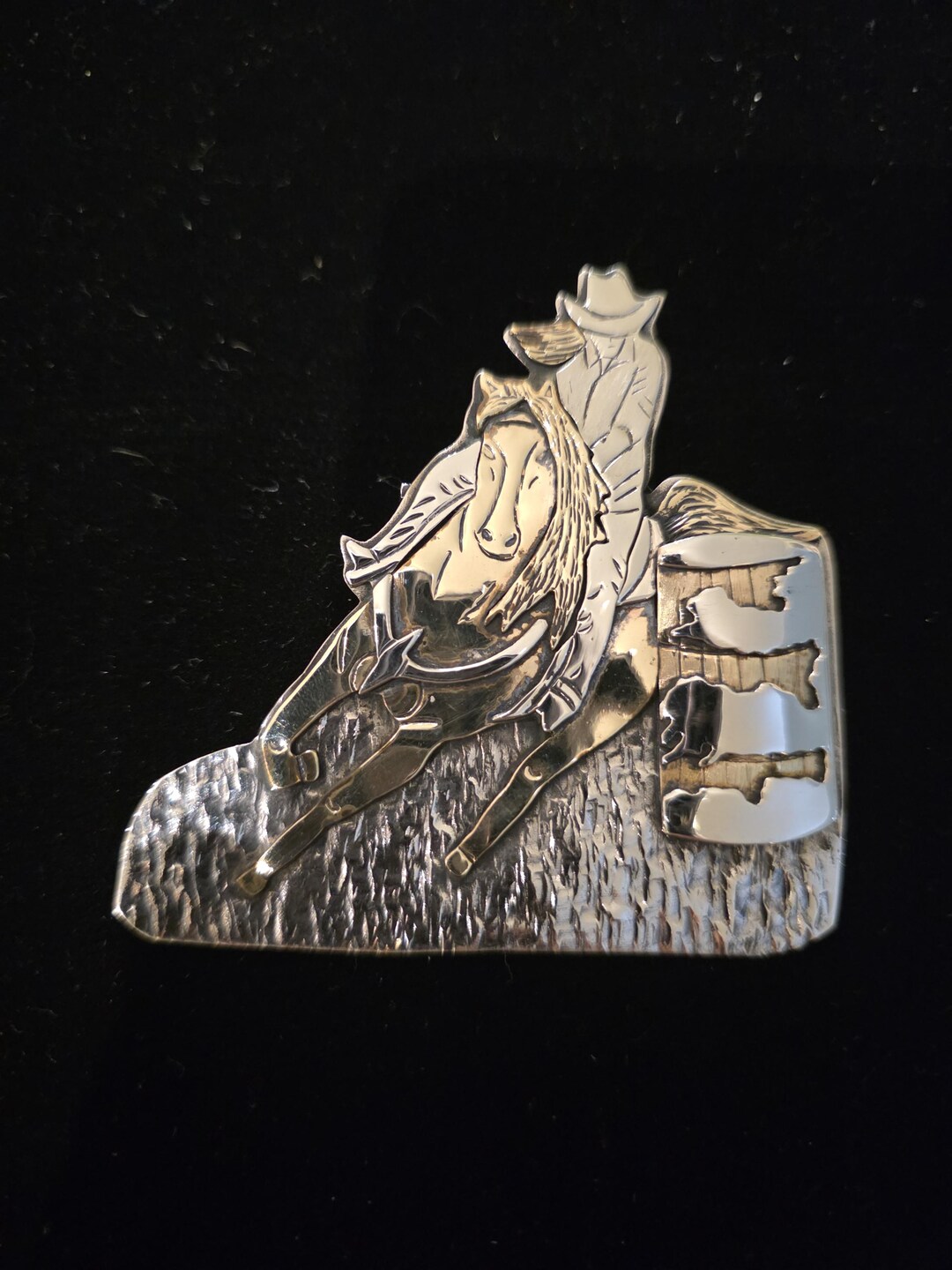 German Silver Rodeo Barrel Racer Pin/pendant - Etsy