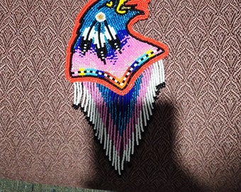 Beaded Medallion Necklace with an Eagle Head design