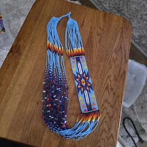 Loom Beaded Necklace with an eagle feather design