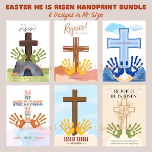 Easter He Is Risen Handprint Craft | Printable Easter Handprint Art for Kids | Sunday School Toddler Preschool Kindergarten PDF | Easter Sun