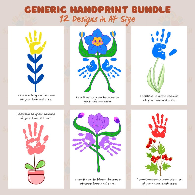 Flower Handprint Art, DIY Mother's Day Gift (PDF Pattern) - Etsy