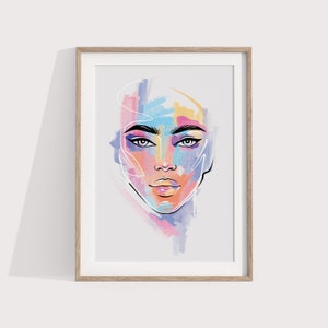 Pastel Abstract Woman Art | Digital Wall Print JPG, Modern Home Decor, Contemporary, Female Portrait