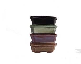 Bonsai Succulent Ceramic Glazed Rectangular Pots 4.25" x 3"