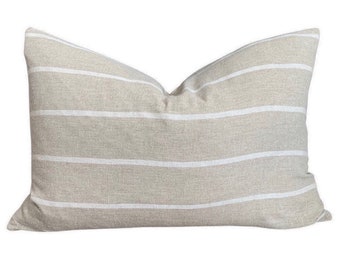 Striped Pillow Cover, Beige Pillow, Tan Throw Pillow, Neutral Home Decor, Minimalist Pillow,Modern Striped Pillow, Organic Home Decor,