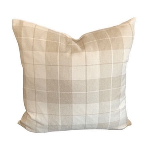 LUNA || Beige Plaid Pillow Cover, Creme Plaid, Farmhouse Pillow, Fall Decor, Decorative Pillow Cover, Designer Pillow, Accent Pillow, Pillow