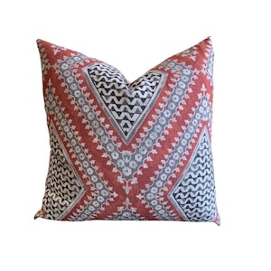 Red Tribal Pillow Cover, Rust Throw Pillow, MCM Decor, Abstract Floral Cushion, Burgundy Pillow, Floral Pillow, Designer Pillow, Boho Pillow