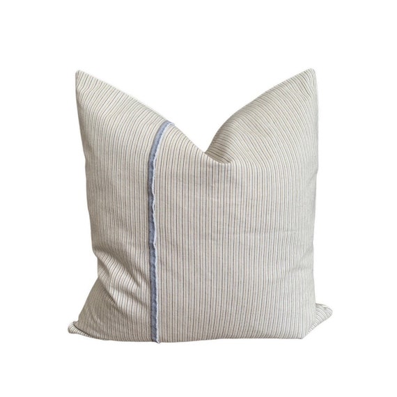 ATLAS || Striped Pillow Cover, Fringe Detail, Farmhouse Transitional, New Homeowner Gift Idea, Handmade in Canada, 20x20 Throw Pillow Cover