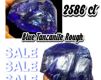 2586 Carat Certified Natural Untreated/Unheated Blue Tanzanite Loose Uncut Rough Earth Mined 86x78 mm Gemstone from Tanzania !! OAL