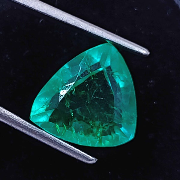 Green Emerald IGL Certified Natural 8.90Ct Faceted Trillion Shape from Colombia Loose Gemstone Best Quality Video Available Hurry Up Now KAB