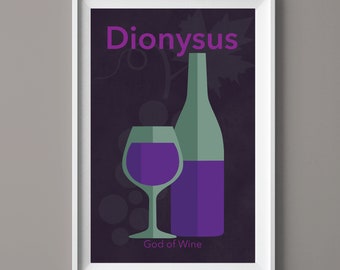 Dionysus Print, Greek Mythology Prints, Wine Print, History, Home Decor, Living Room Decor, History Decor, History Gift, Holiday Gift, Gift