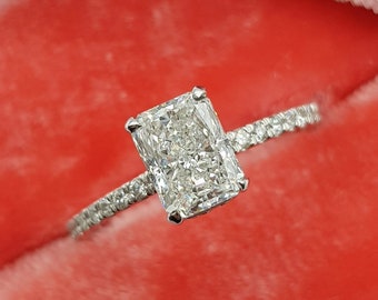 2 CT Radiant Cut Engagement Ring Anniversary Gift 14K Solid White Gold Wedding Ring Radiant Moissanite Ring, Promise Ring, Anniversary Ring