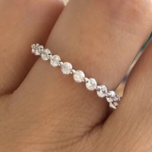 Round Moissanite Wedding Band Full Eternity Wedding Ring 14K Rose Gold Anniversary Ring Anniversary Gift Promise Ring