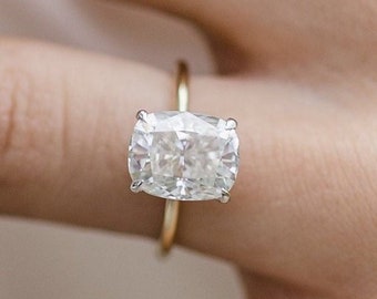 Cushion Cut Moissanite Engagement Ring 14K White Gold Wedding Ring Cushion Diamond Anniversary Ring Promise Ring Anniversary Gift