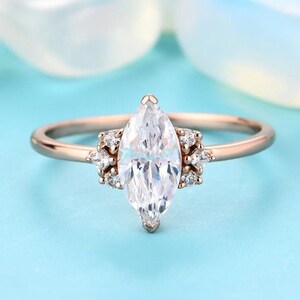14k Solid Gold Wedding Ring Marquise Solitaire Ring 1.5 Ct Marquise Cut Moissanite Engagement Ring Anniversary Ring For Women Promise Ring