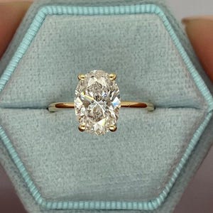 2,5 CT ovale geslepen laboratoriumdiamanten verlovingsring 14K geelgouden trouwring ovale verborgen halo jubileumring beloftering voor vrouw