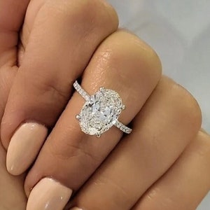 Oval Cut Diamond Wedding Ring 14K White Gold Anniversary Ring Oval Cut Moissanite Engagement Ring Promise Ring Anniversary Gift for Her