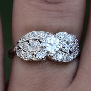 Vintage Engagement Ring For Women / Art Deco Style ring / Estate Wedding Ring / Moissanite Ring Anniversary Ring Gift Promise Ring