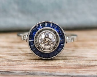 Art Deco Wedding Ring Anniversary Gift 1920's Vintage Estate Ring Vintage Engagement Ring, Gift for Her, Round Cut Diamond Anniversary Ring