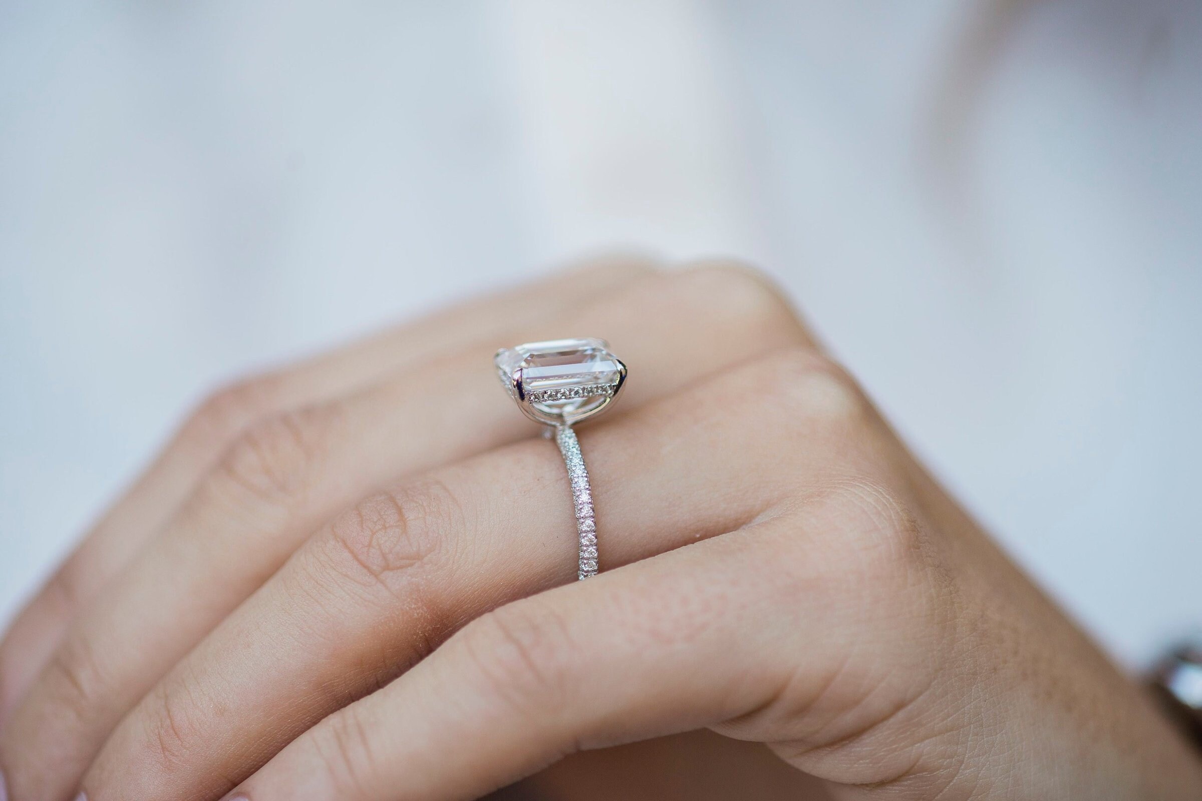 Bague De Mariage Femme Or Blanc 14K, Pierre émeraude Taille 3ct Moissanite - Taille 8, Neuve Certifiée