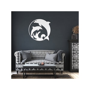 Dolphin Metal Wall Art, Bathroom Wall Art, Ocean Wall Art, Dolphin in the Sea