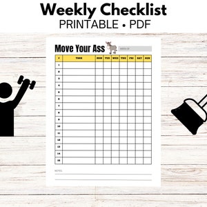 Tabela de tarefas motivacionais da lista de verificação semanal
