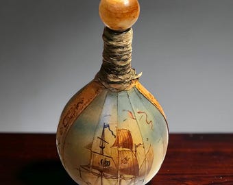 Vintage Old Oak Rum Limbo Drummer Bottle // Original Yellow