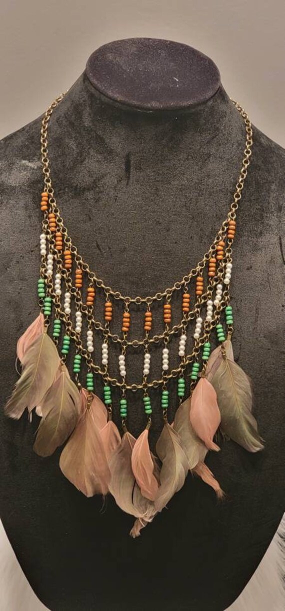 Boho Gypsy Hippie Style Feather Necklace - image 3