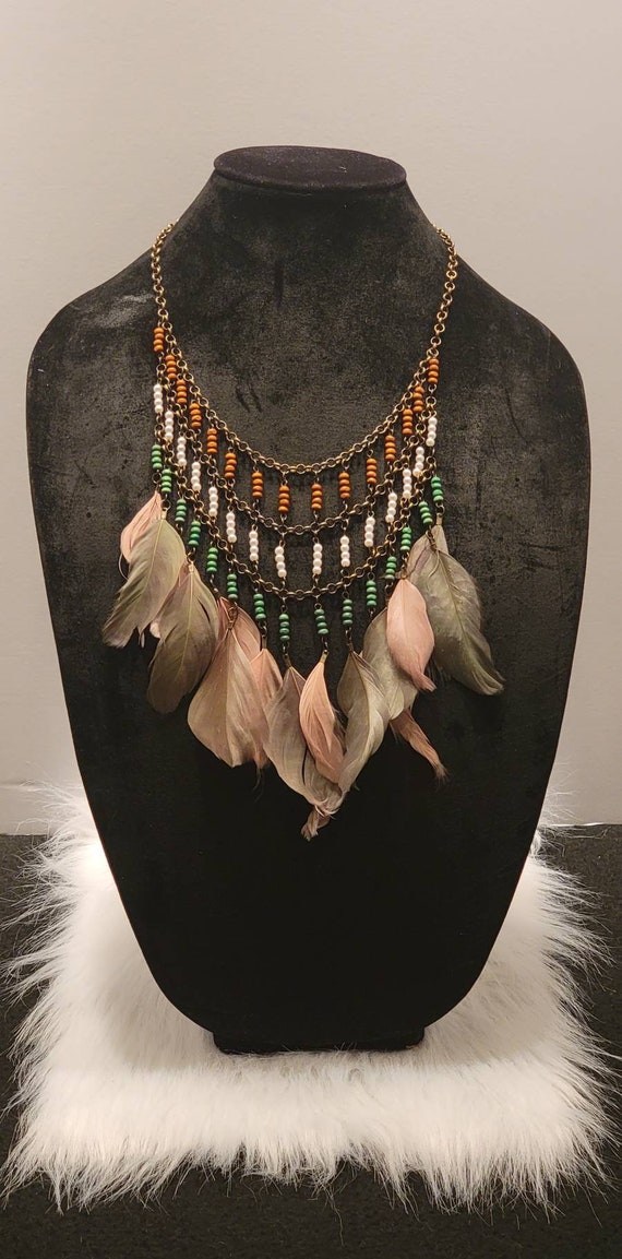 Boho Gypsy Hippie Style Feather Necklace - image 1