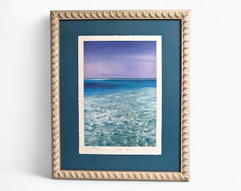 Cindy Conklin Signed Scratchwork Lithograph Framed Hawaii Flowers