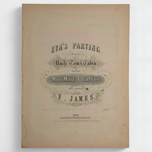 1852 "Evas avsked" Noter Onkel Toms stuga-eran - Antik viktoriansk salongsmusik