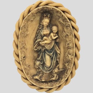 Rare Virgin Mary and Child Wax Carving Made in Germany