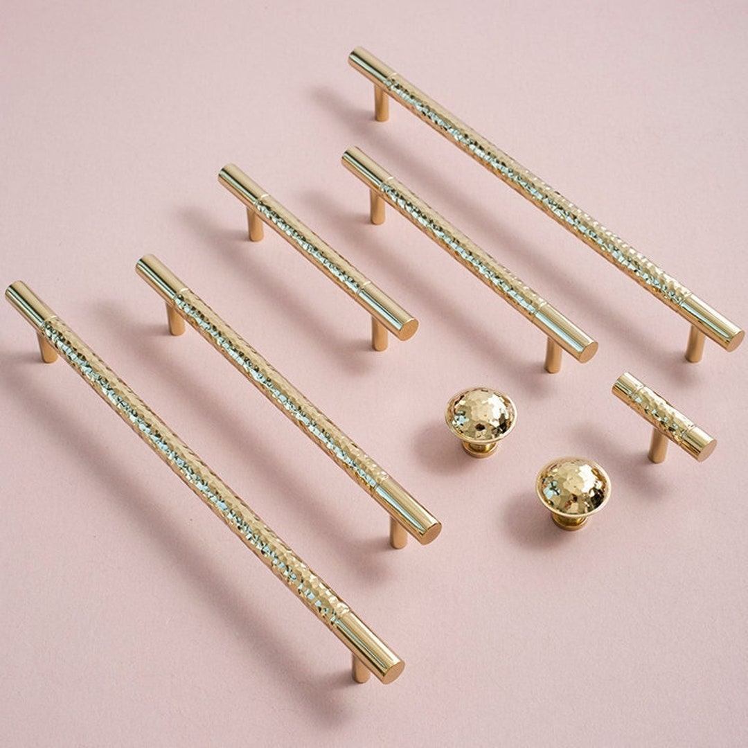 Stunning Hammered Drawer Pulls Knobs Handles Brass Etsy