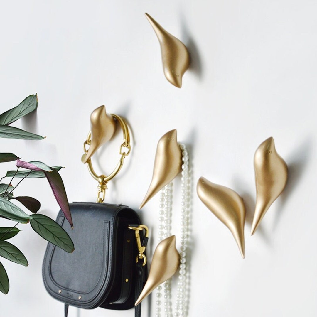 Gold Bird Wall Hook Modern Minimalist Wall Hooks / Bird Etsy