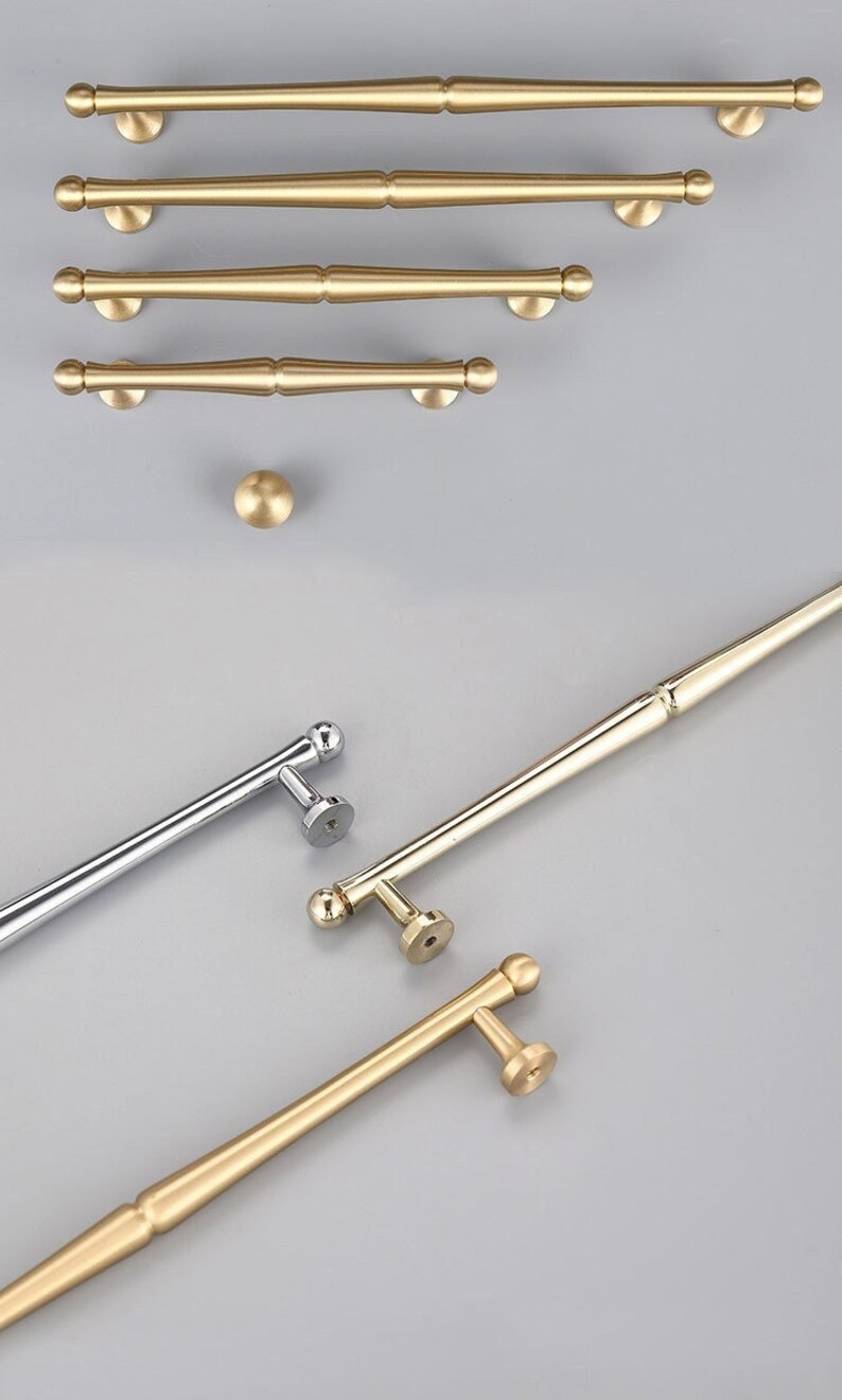 Brushed Brass Pulls Minimalist Round Ball Drawer Etsy