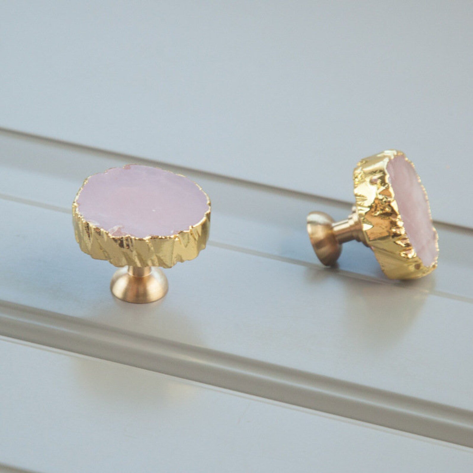 Crystal Knobs Boho Dresser Knobs Rose Quartz Diy Etsy