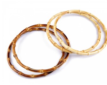 Lacquered bamboo rings. Round bamboo handbag handles. Bamboo bag handles.