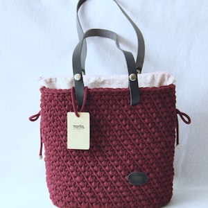 Handgefertigte Frauen häkeln Handtasche, große Boho Alltag Burgund Sommer Geldbörse, Geschenk für klassische elegante Frauen