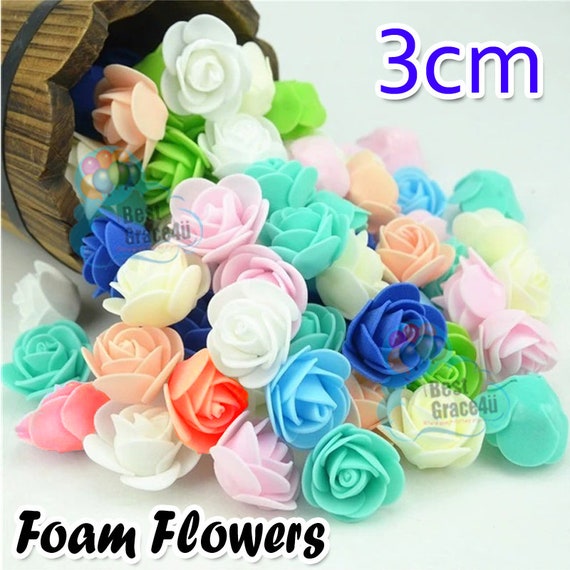 100/500 Foam 3cm Roses Wedding Craft Flower Party Decoration Favor UK SELLER 