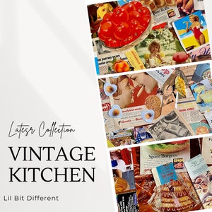 Retro Kitchen Printable Ephemera / Cooking, Food, Chef, Recipe Themed  Digital Cards & Embellishments / for Crafts, Junk Journals, Scrapbooks 