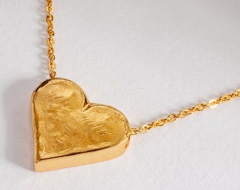 Minimalist Gold Heart Necklace - Valentines Day Necklace Gifts for Women, Small Handmade Heart Necklace