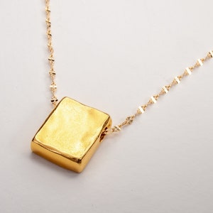 Minimalistische vergoldete quadratische Anhänger-Halskette, minimalistische geometrische Goldkette, klassische Halskette für jeden Tag