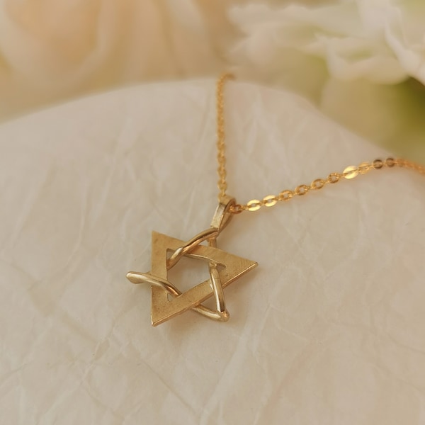 Delicate Gold Jewish Star Pendant, Unique Handmade Magen David Necklace From Israel, Spiritual Jewelry