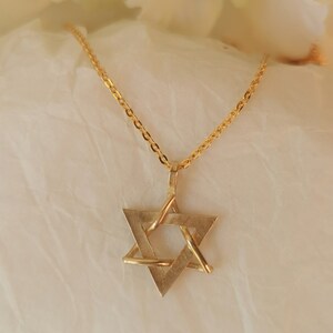 Israeli Star Chain Delicate Gold Jewish Star Pendant, Unique Handmade Magen David Necklace ...