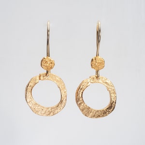 Circle Drop Earrings, Hammered Earrings, Gold Dangle Earrings, Geometric Earrings, Ethnic Earrings, Unique Earrings, Boho Earrings For Women image 5