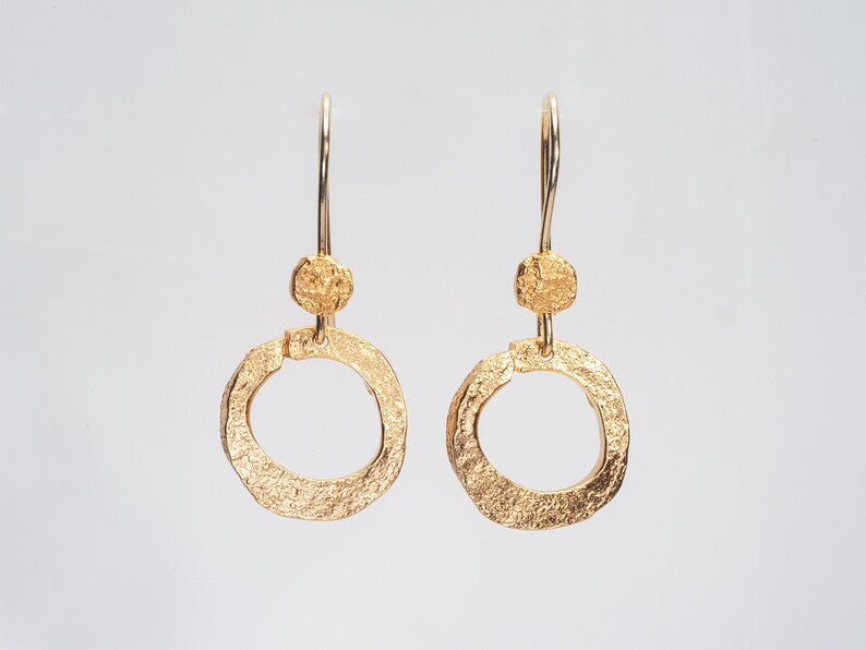 Circle Drop Earrings, Hammered Earrings, Gold Dangle Earrings, Geometric Earrings, Ethnic Earrings, Unique Earrings, Boho Earrings For Women image 5