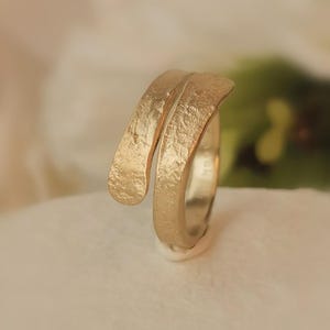 Solid 14k Gold Wrap Ring - Spiral Band Ring, Hammered Gold Plated Ring, Gold Rings For Women, Wrap Around Ring, 14k Gold Jewelry