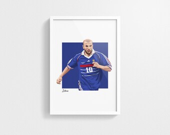 Zinedine Zidane "Zizou" Art France Minimal Graphic Football Print A4/A3